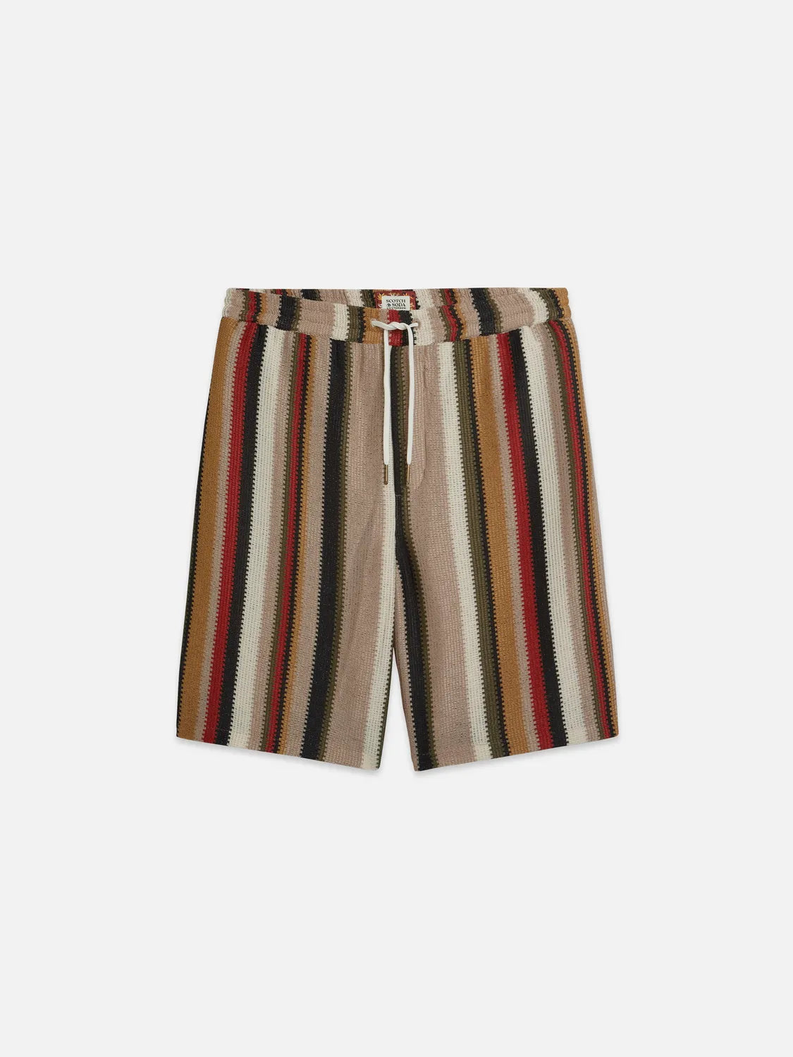 Crochet Multicolor Stripe Relaxed-Fit Bermuda Shorts