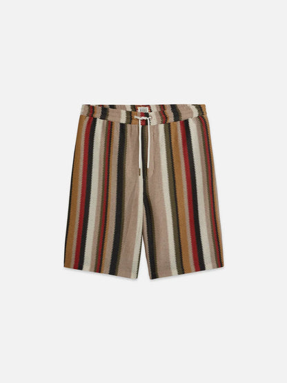 Crochet Multicolor Stripe Relaxed-Fit Bermuda Shorts