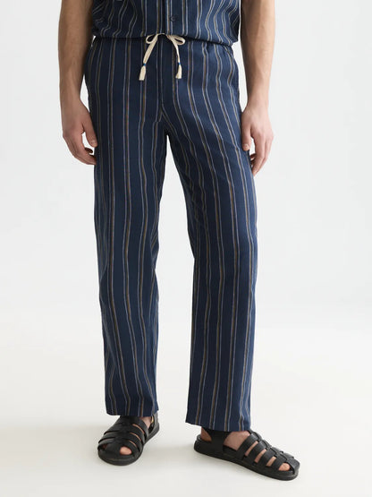 Otis Striped Linen Blend Straight-Fit Jogger