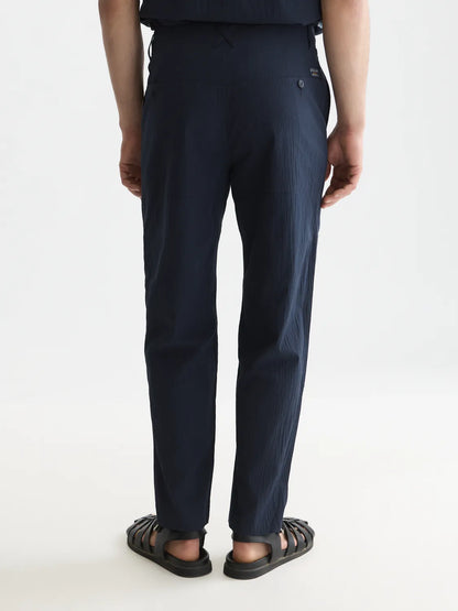 Crinkled Cotton-Blend Relaxed Straight-Fit Chino