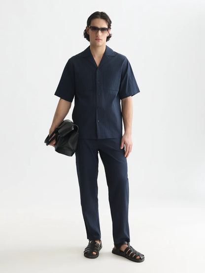 Crinkled Cotton-Blend Relaxed Straight-Fit Chino