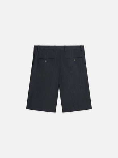 Pleated Linen-Blend Herringbone Wide Fit Chino Shorts