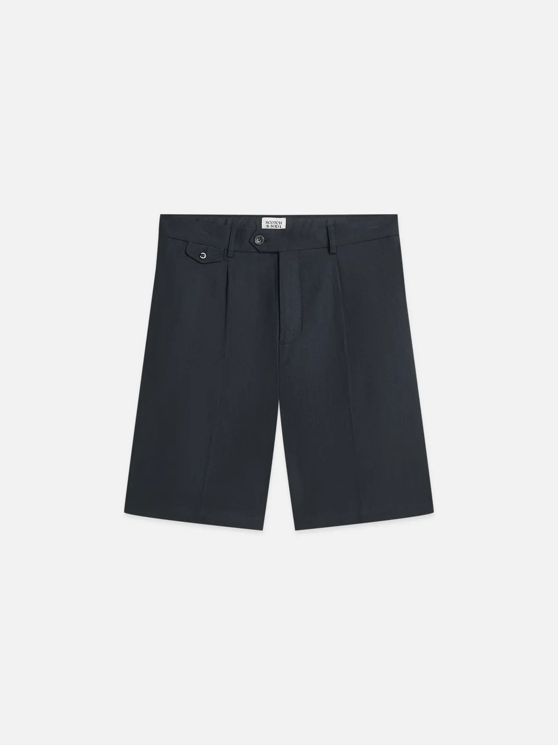 Pleated Linen-Blend Herringbone Wide Fit Chino Shorts