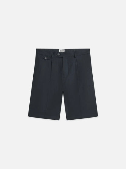 Pleated Linen-Blend Herringbone Wide Fit Chino Shorts