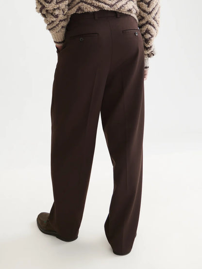 Pleated Wool-Blend Relaxed Straight-Fit Chino