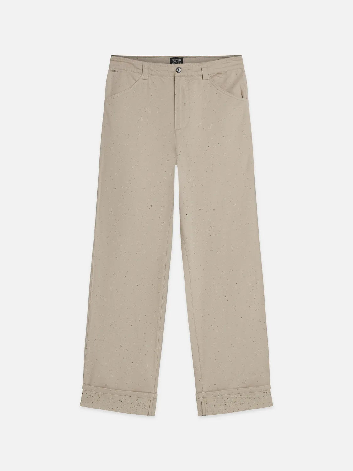 Speckled Cotton-Blend Twill Loose Straight-Fit Pant