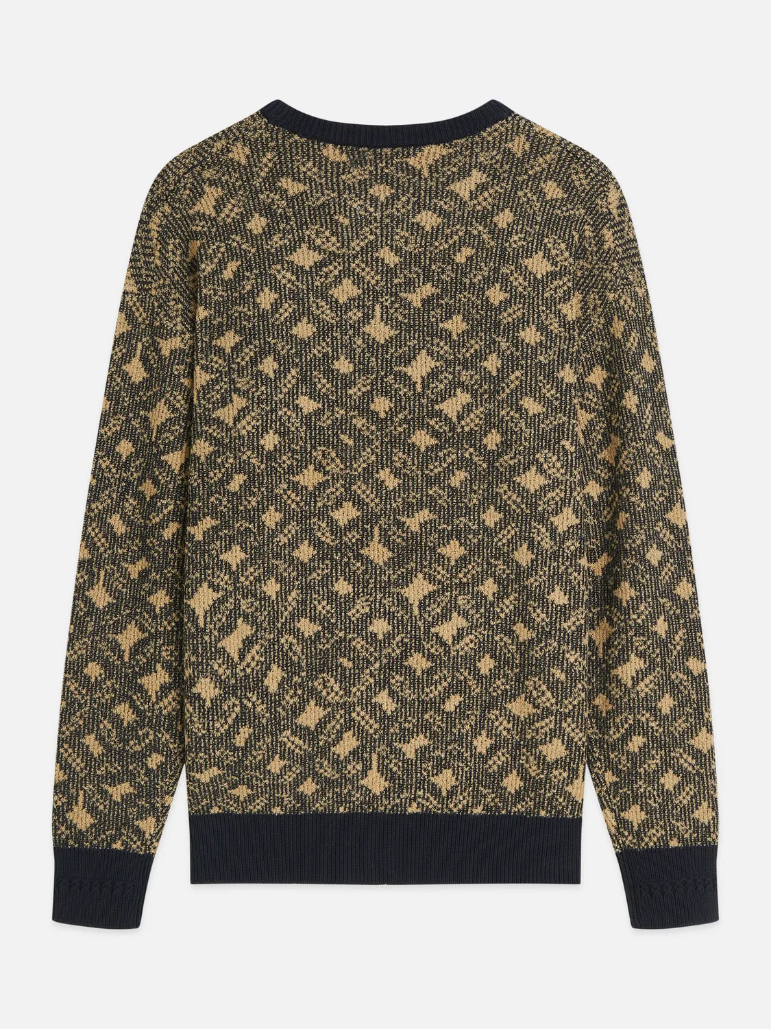 Jacquard Wool-Blend Extra Dropped Shoulder Pullover