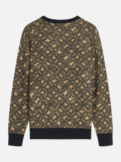 Jacquard Wool-Blend Extra Dropped Shoulder Pullover