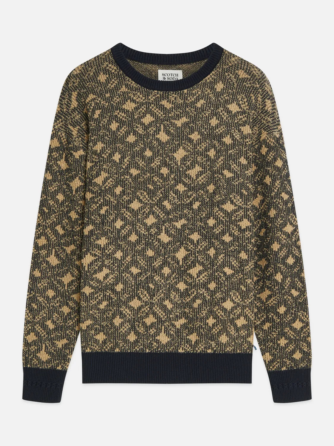 Jacquard Wool-Blend Extra Dropped Shoulder Pullover
