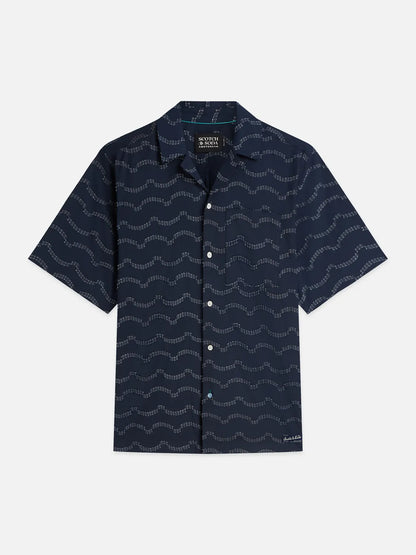 Wave Jacquard Short Sleeved Relaxed-Fit Shirt