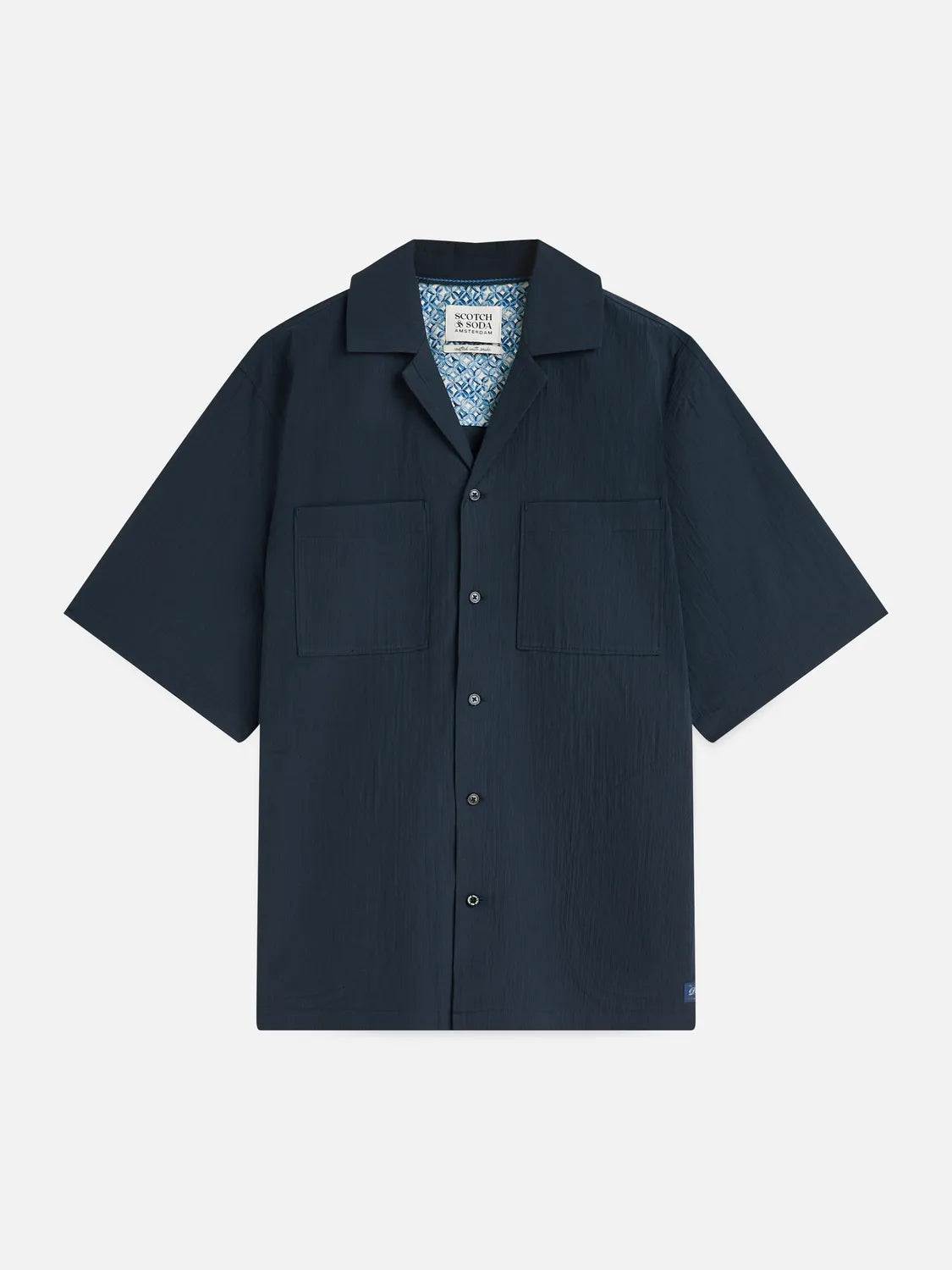 Crinkled Cotton-Blend Relaxed-Fit Short-Sleeved Shirt