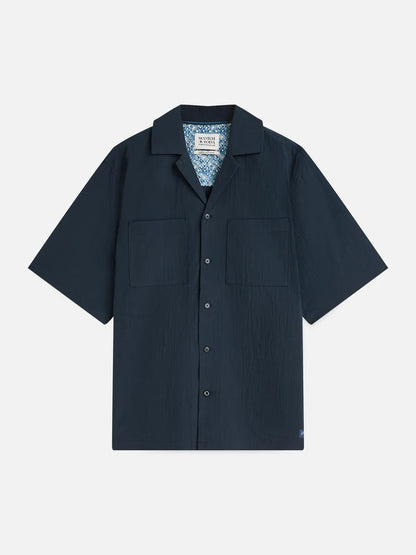 Crinkled Cotton-Blend Relaxed-Fit Short-Sleeved Shirt