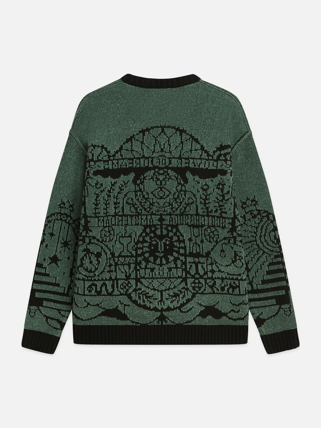 Chenille Jacquard Wool-Blend Dropped Shoulder Pullover