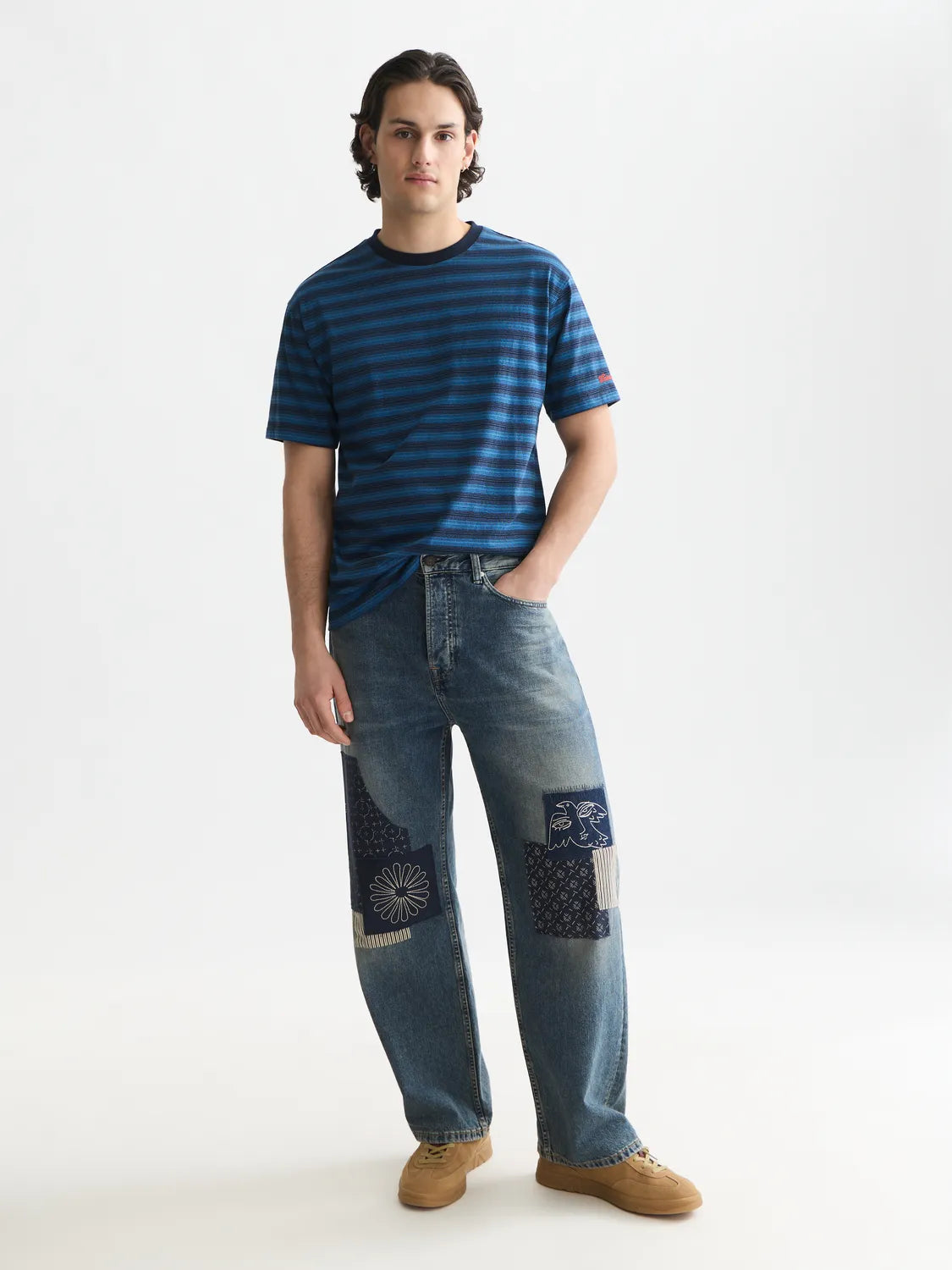 Jacquard Striped Relaxed-Fit T-Shirt