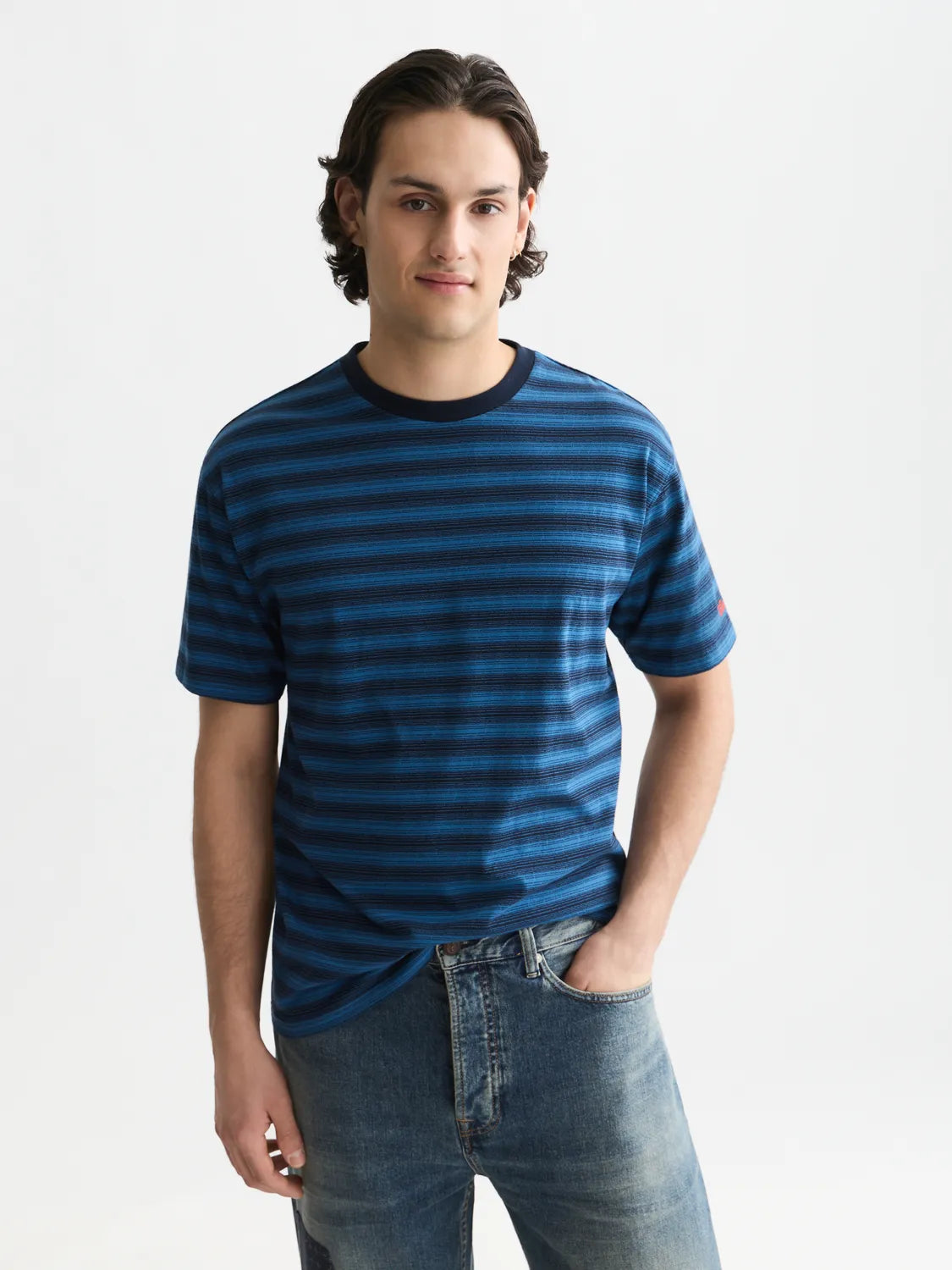 Jacquard Striped Relaxed-Fit T-Shirt