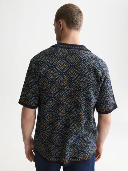 Jacquard Knitted Short Sleeved Shirt