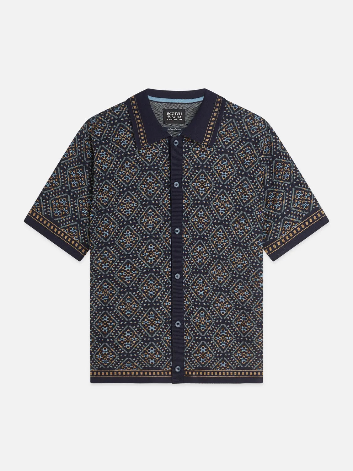 Jacquard Knitted Short Sleeved Shirt