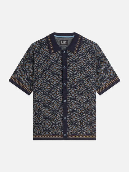 Jacquard Knitted Short Sleeved Shirt