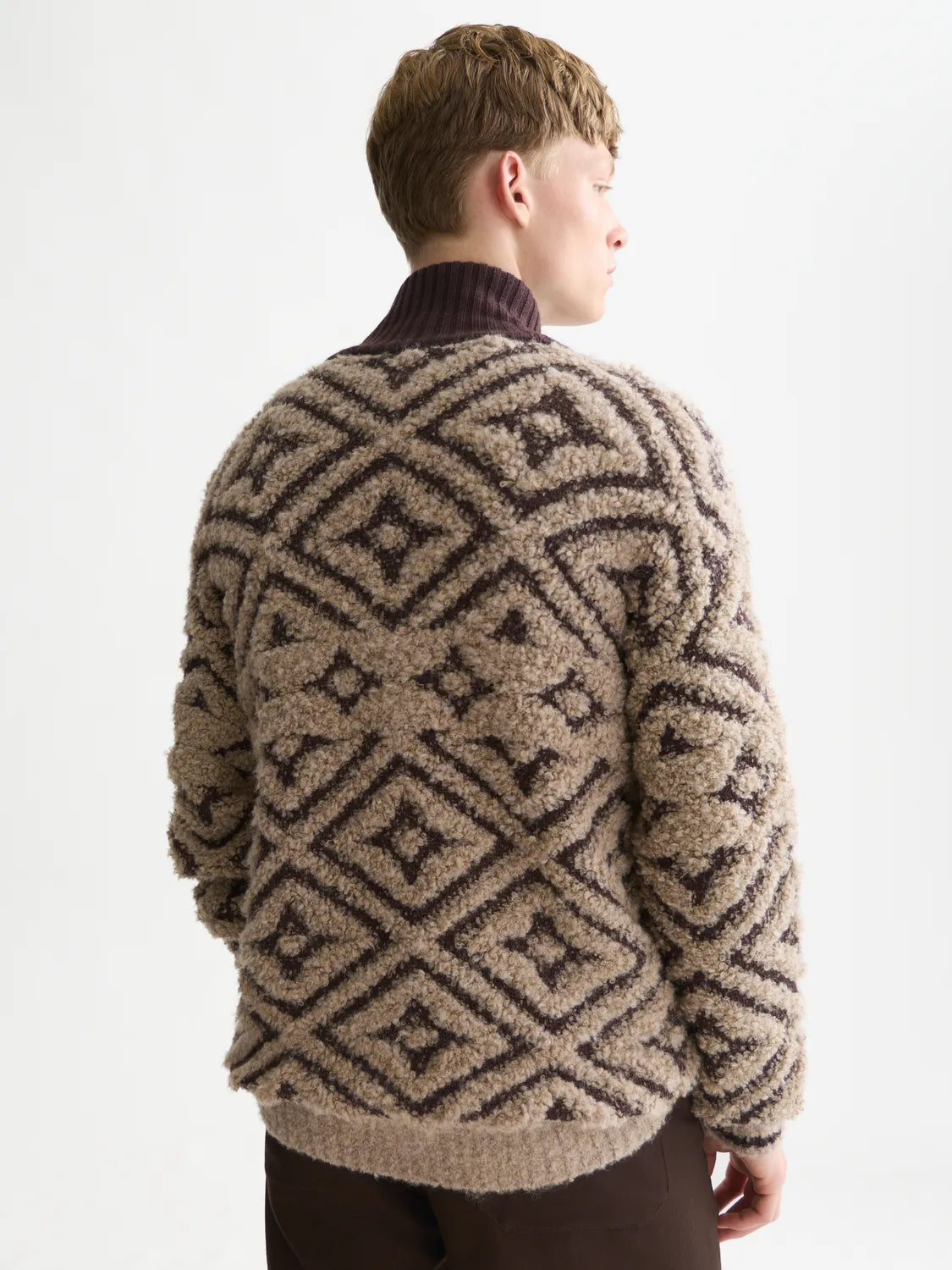 Jacquard Wool-Blend Relaxed-Fit Zip-Through Pullover