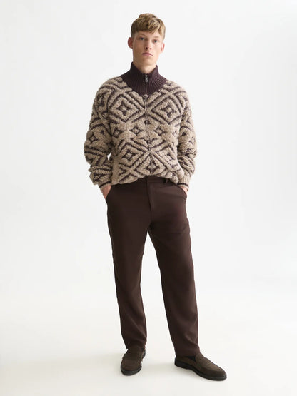 Jacquard Wool-Blend Relaxed-Fit Zip-Through Pullover