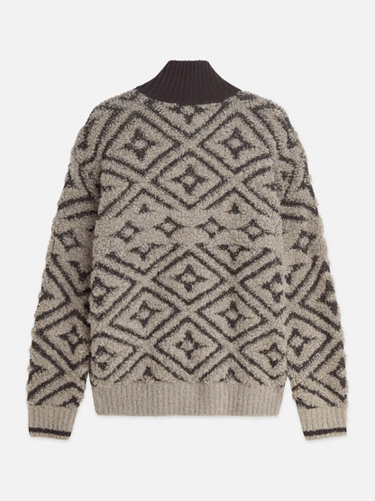 Jacquard Wool-Blend Relaxed-Fit Zip-Through Pullover
