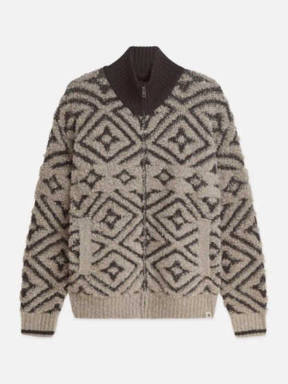 Jacquard Wool-Blend Relaxed-Fit Zip-Through Pullover