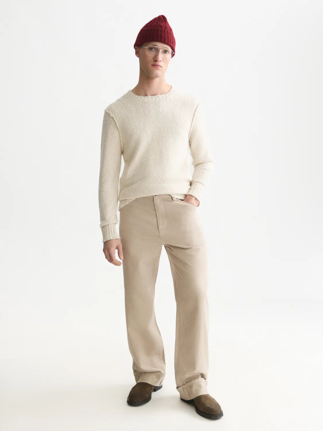 Bouclé Mélange Wool-Alpaca-Blend Regular-Fit Pullover