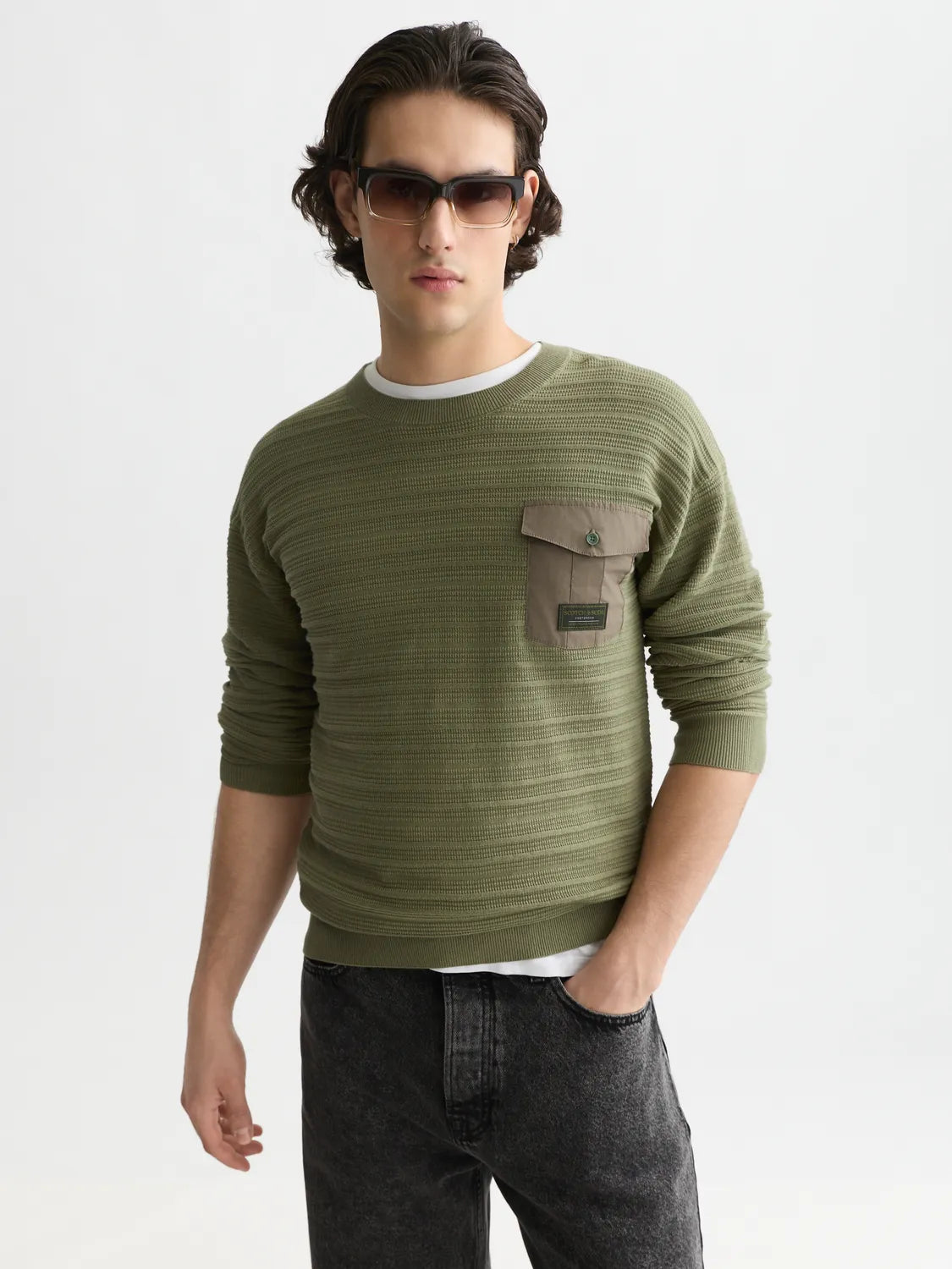 Structured Chest Pocket Relaxed-Fit Pullover
