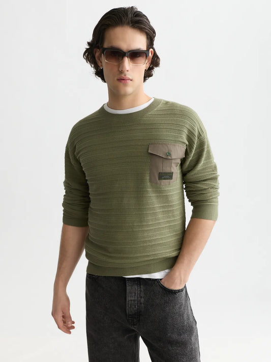 Structured Chest Pocket Relaxed-Fit Pullover