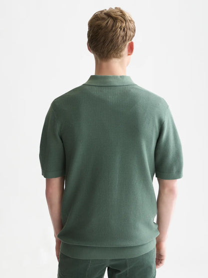 Structured Regular-Fit Knitted Polo