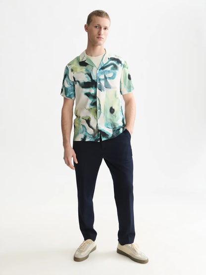 Viscose Printed Short Sleeved Regular-Fit Shirt
