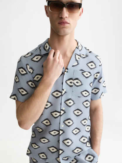 Viscose Printed Short Sleeved Regular-Fit Shirt