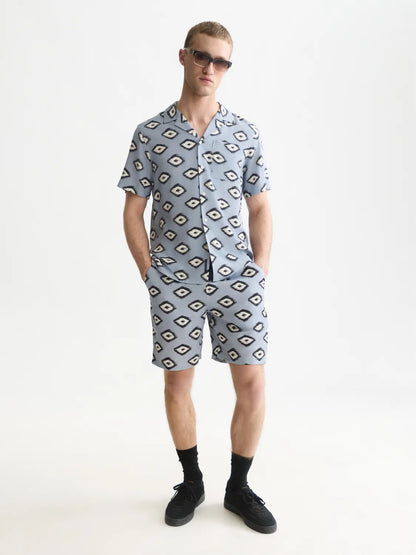 Viscose Printed Short Sleeved Regular-Fit Shirt