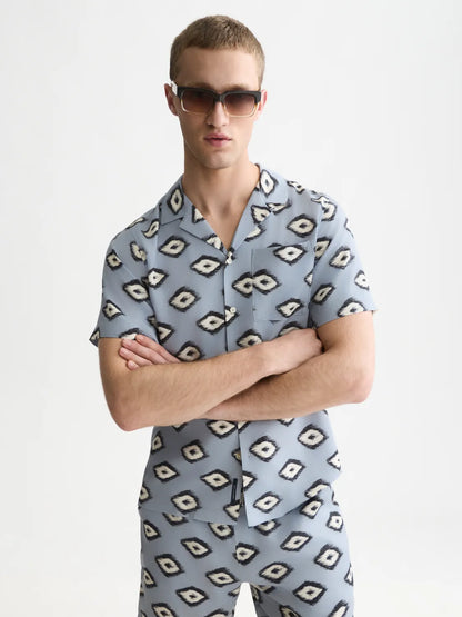 Viscose Printed Short Sleeved Regular-Fit Shirt