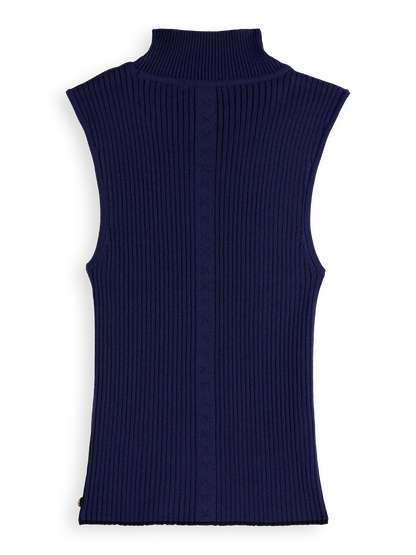 Ribbed Knit Turtleneck Tank