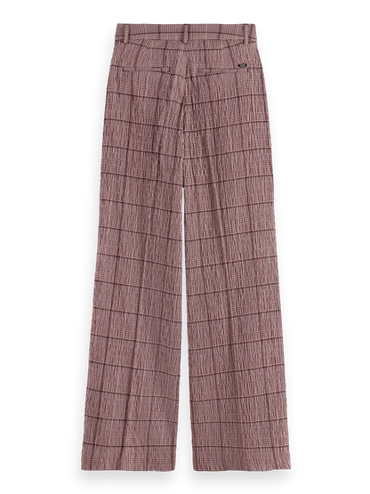 Rose High-Rise Wide-Leg Prince Of Wales Seersucker Pant