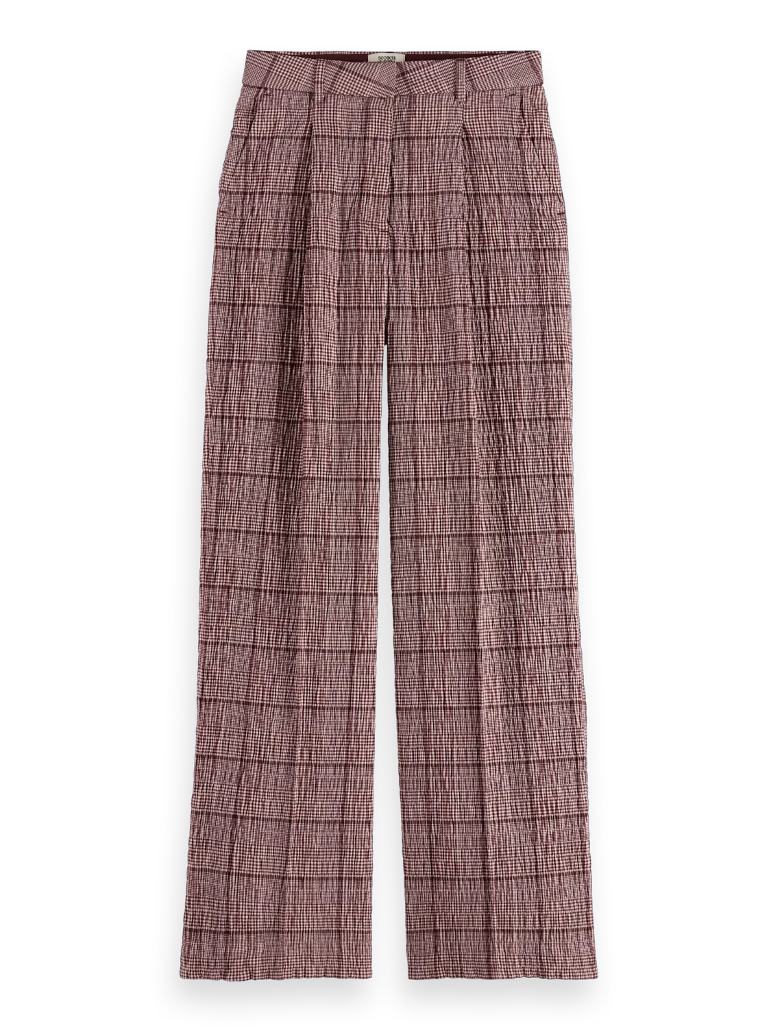 Rose High-Rise Wide-Leg Prince Of Wales Seersucker Pant