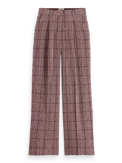Rose High-Rise Wide-Leg Prince Of Wales Seersucker Pant