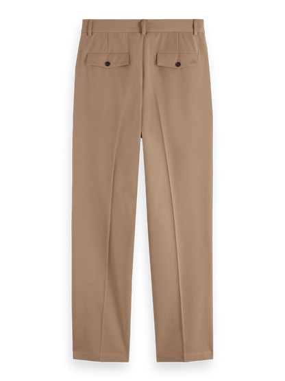 Pleated Cotton/Lyocell Twill Relaxed Straight Fit Chino