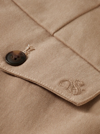 Pleated Cotton/Lyocell Twill Relaxed Straight Fit Chino