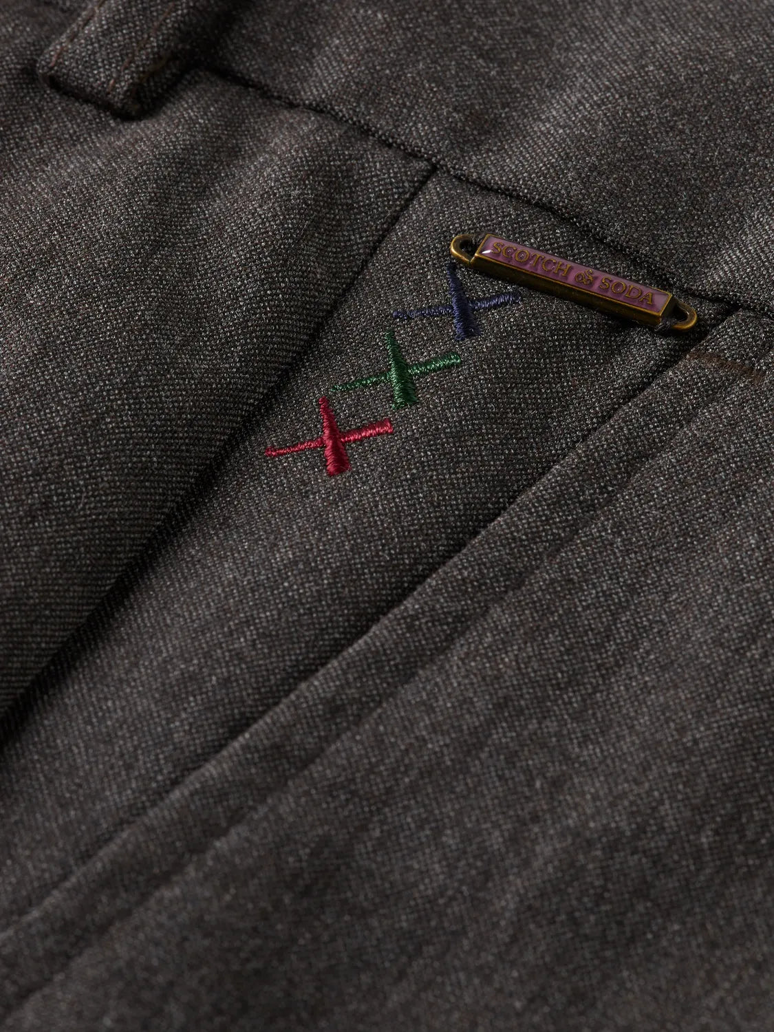 Pocket Detail Wide Fit Melange Chino