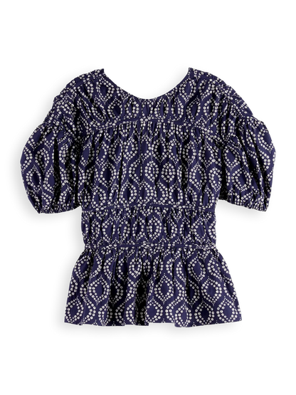 Geometric Gathered Cotton Top
