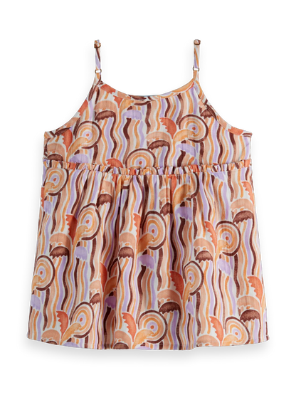 Girls' Crinkle Cotton Printed Tank Top