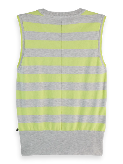Stripe Crew Neck Relaxed Knit Vest