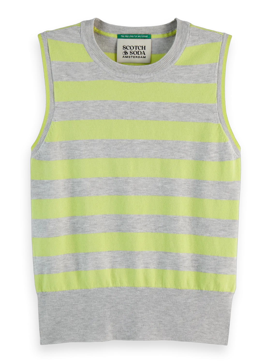 Stripe Crew Neck Relaxed Knit Vest