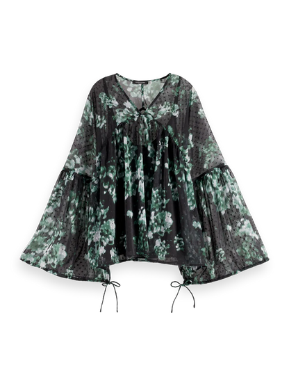 Floral Printed Fil Coupe Top