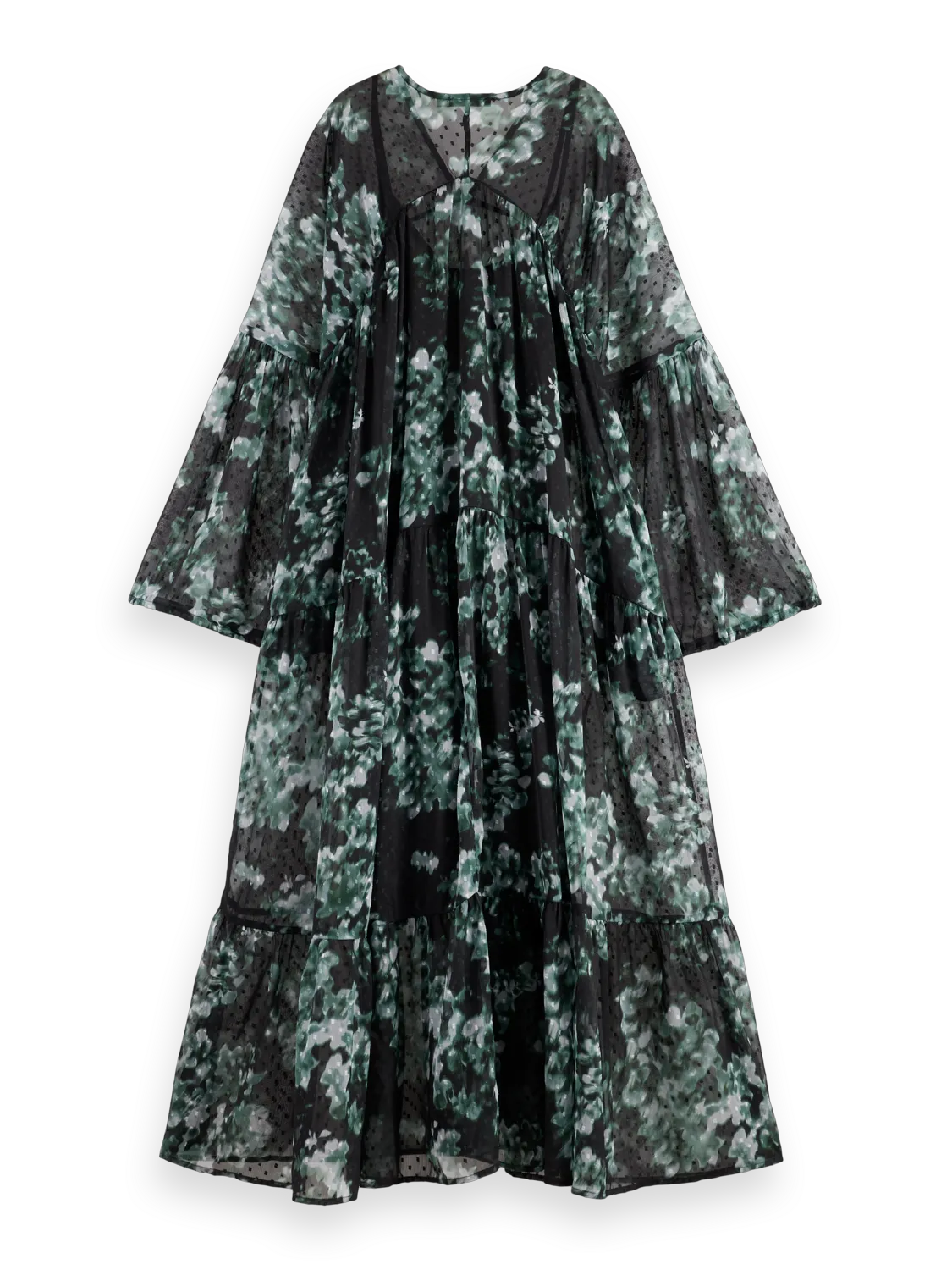 Floral Printed Fil Coupe Maxi Dress