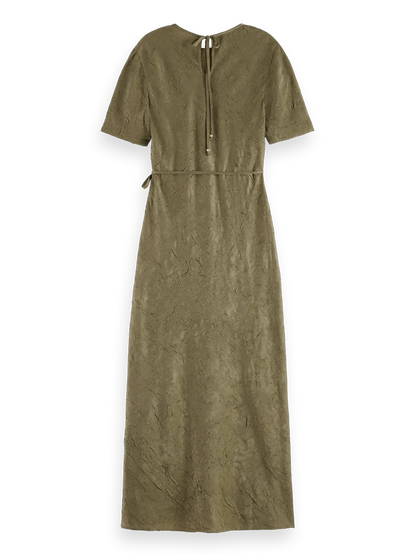 Midi Crushed Satin Wrap Dress
