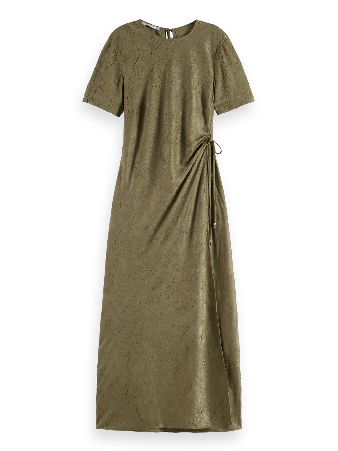 Midi Crushed Satin Wrap Dress