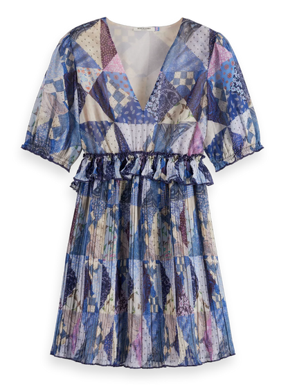Quilted Pleated Mini Dress